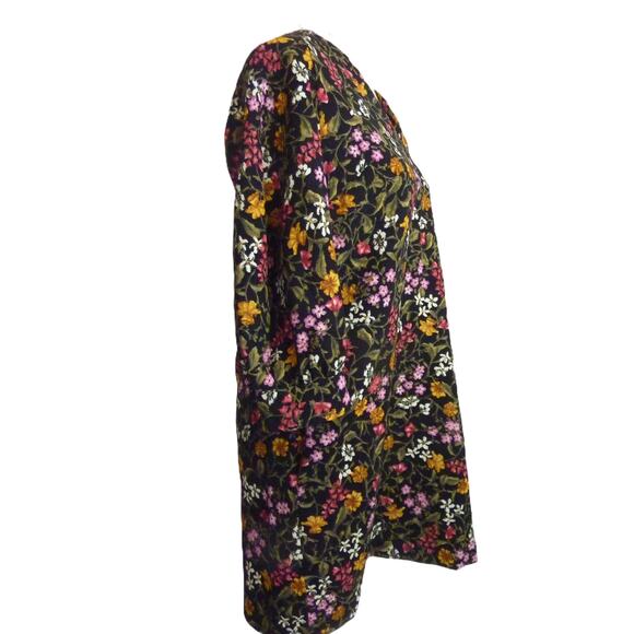 Zara Black Floral V Neck Shift Boho Dress M - Picture 3 of 6
